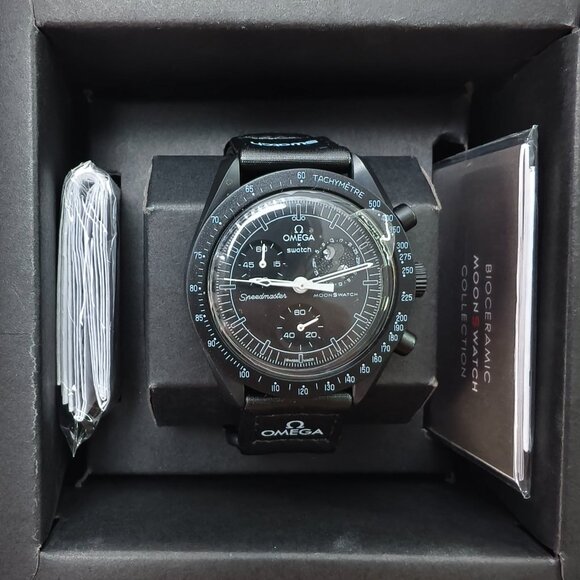 🎊NWT🎊Swatch X Omega MoonSwatch Mission To The Moonphase - NEW MOON Watch - Picture 3 of 5